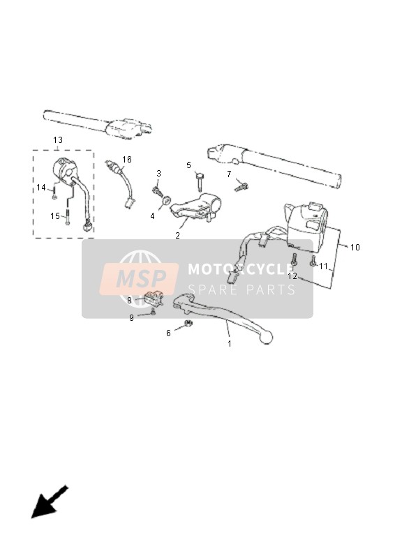 Yamaha TZR50 2009 HANDSCHALTER & HEBEL für ein 2009 Yamaha TZR50